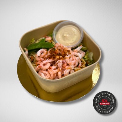 Äggnudelsallad med räkor