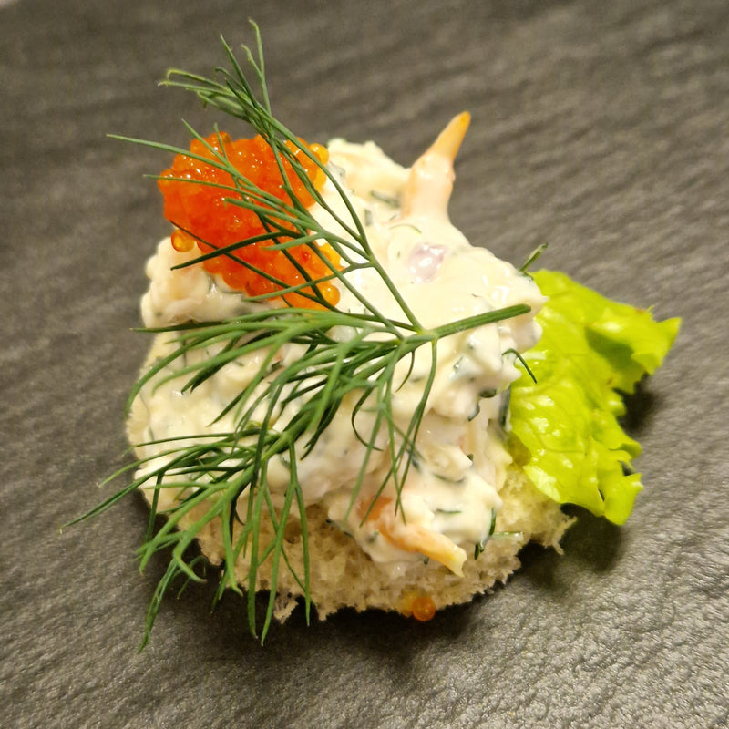 Kanapée - Skagenröra, stenbitsrom & dill