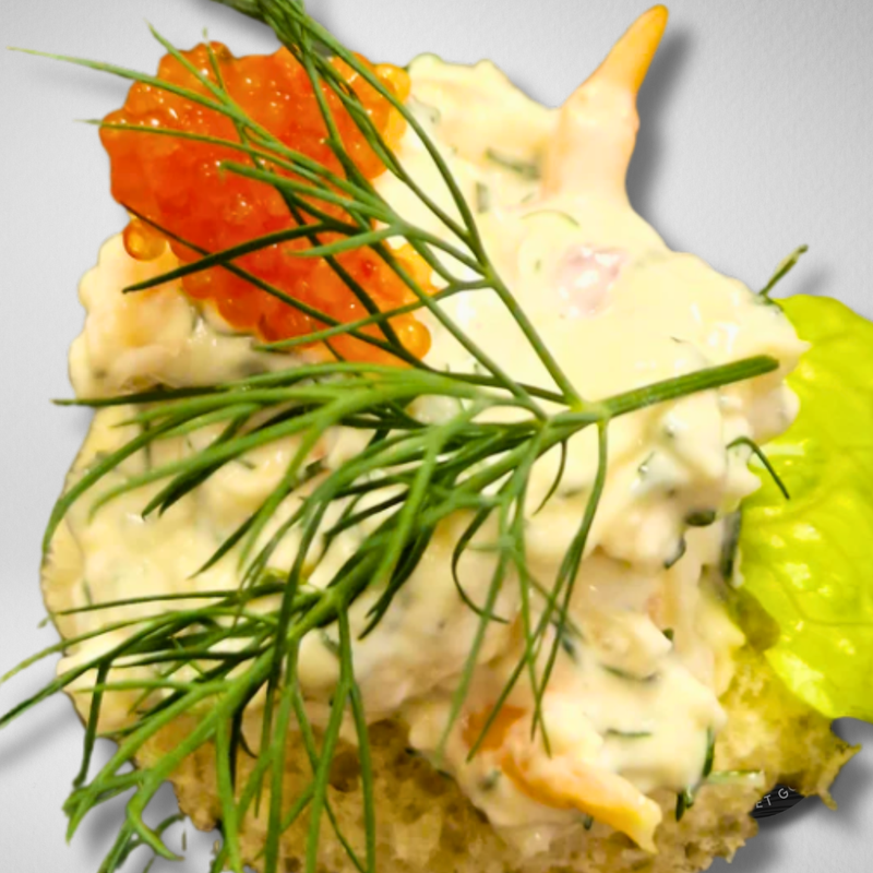 Kanapée - Skagenröra, stenbitsrom & dill