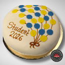 Student tårta ballonger med text