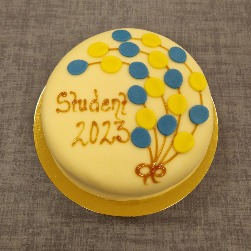 Student tårta ballonger med text